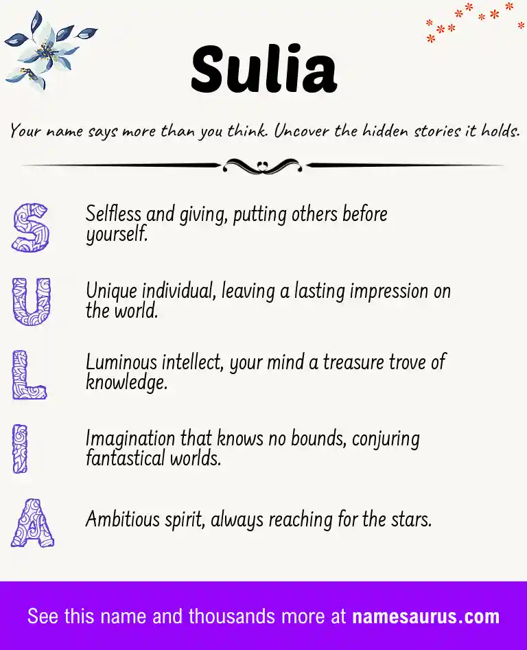 Acrostic poem about Sulia.