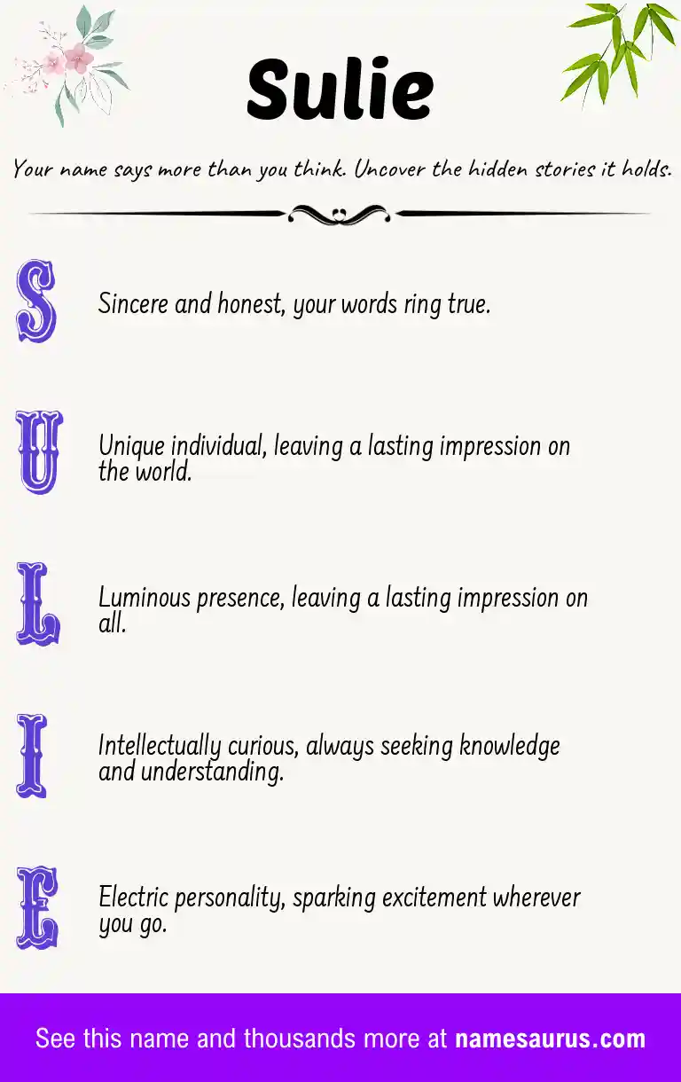 Acrostic poem about Sulie.