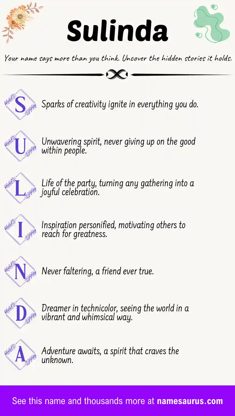Acrostic poem about Sulinda.