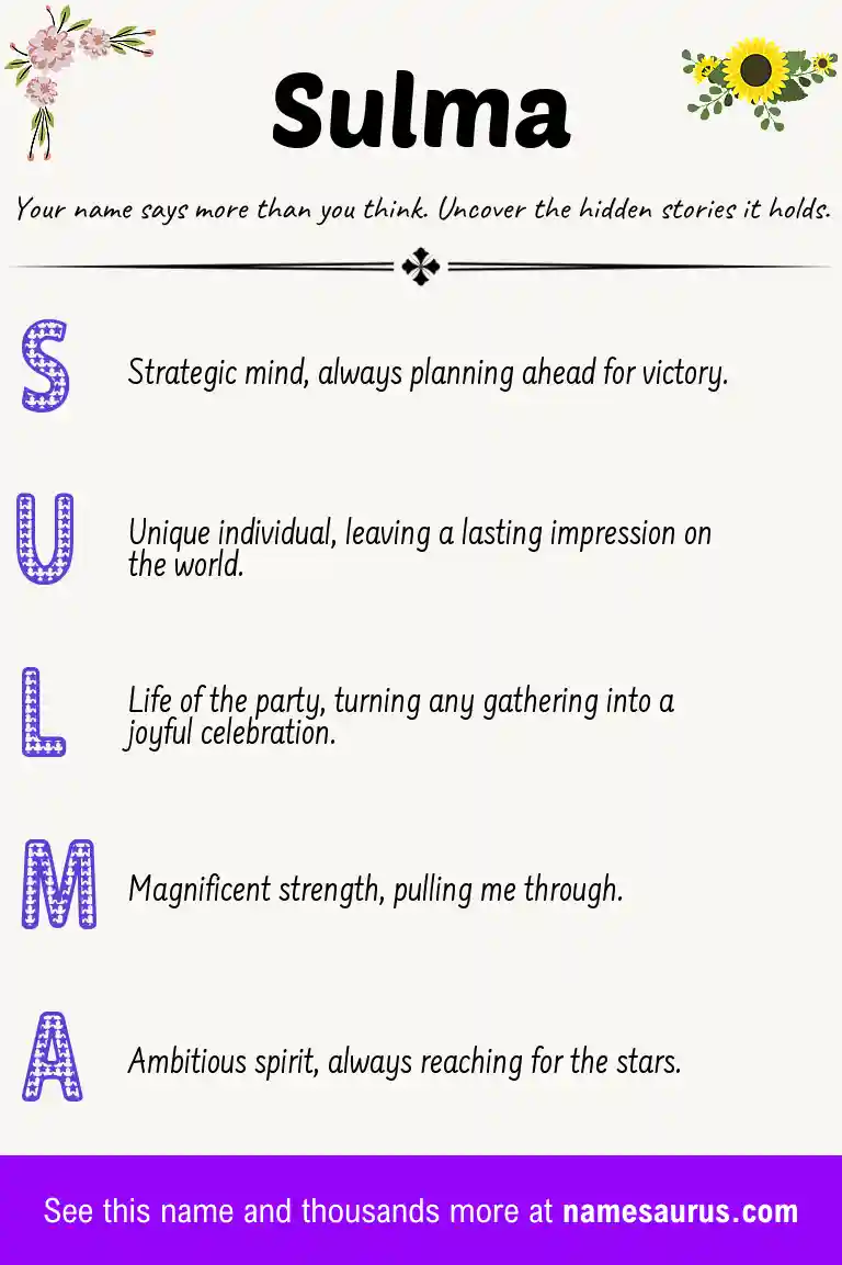 Acrostic poem about Sulma.