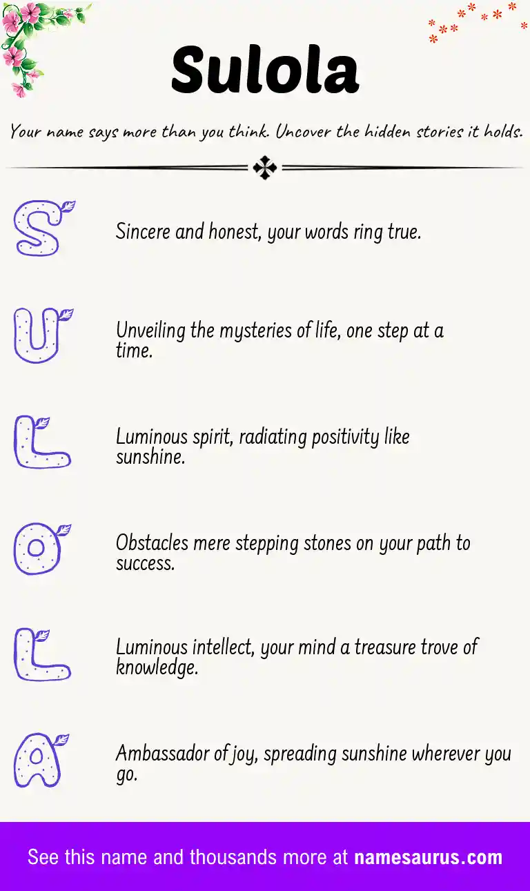 Acrostic poem about Sulola.