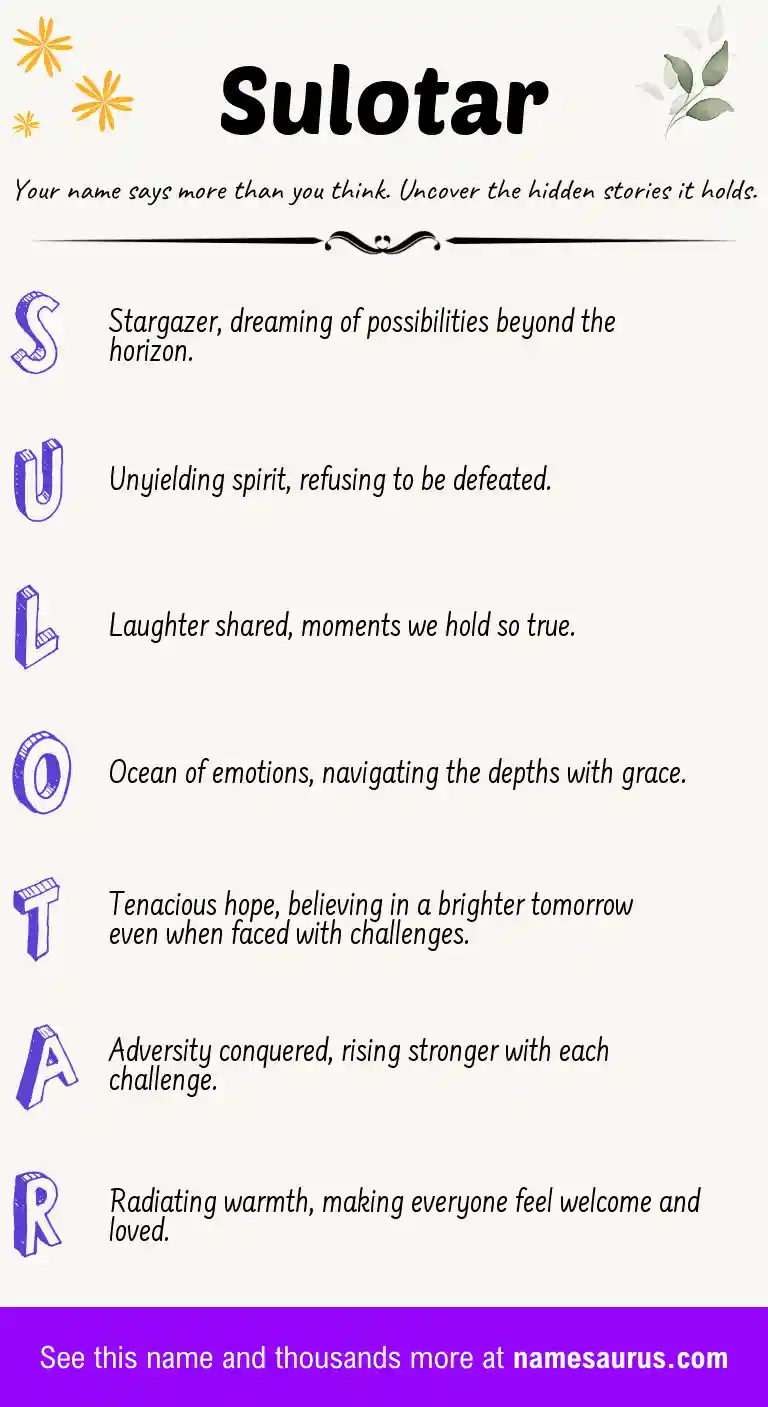 Acrostic poem about Sulotar.