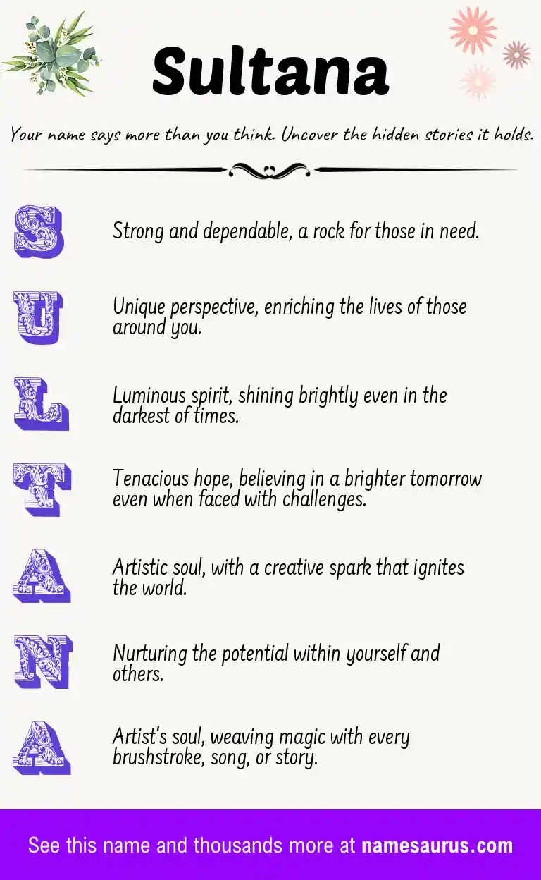 Acrostic poem about Sultana.