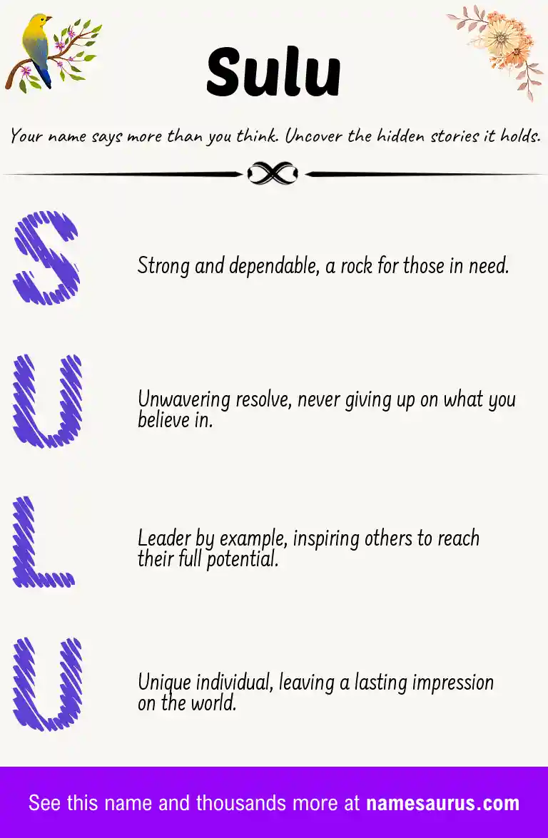 Acrostic poem about Sulu.