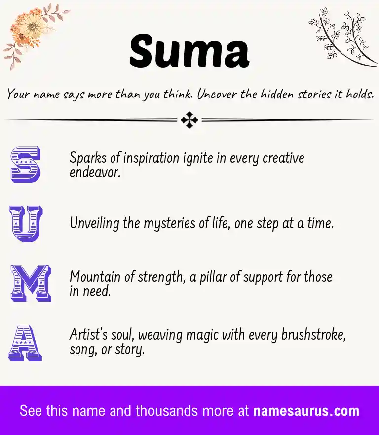 Acrostic poem about Suma.