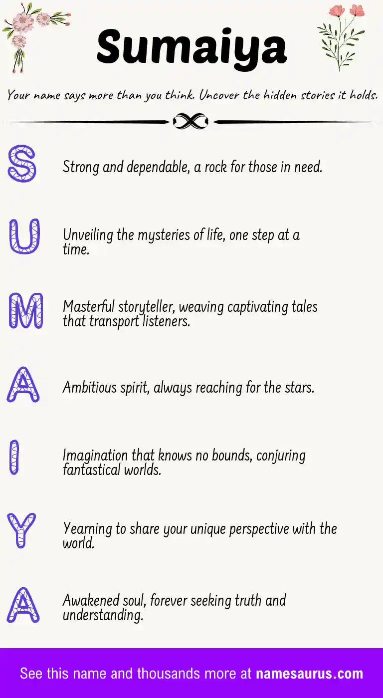 Acrostic poem about Sumaiya.