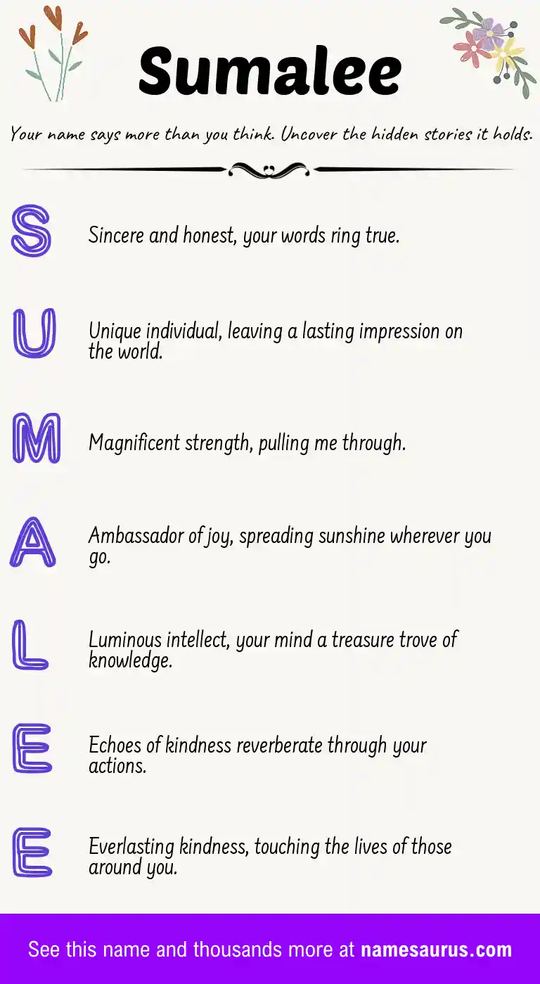 Acrostic poem about Sumalee.