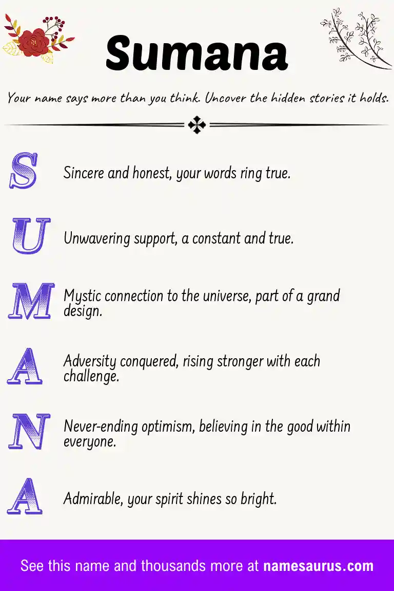 Acrostic poem about Sumana.