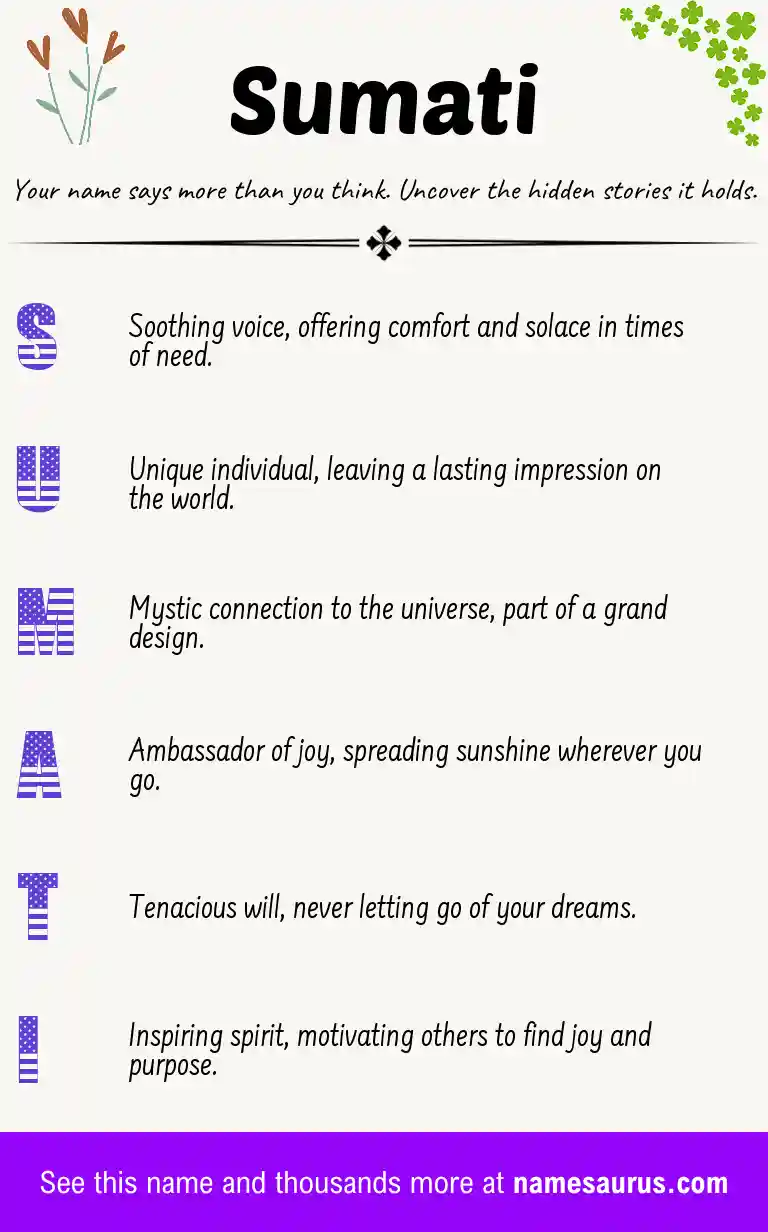 Acrostic poem about Sumati.