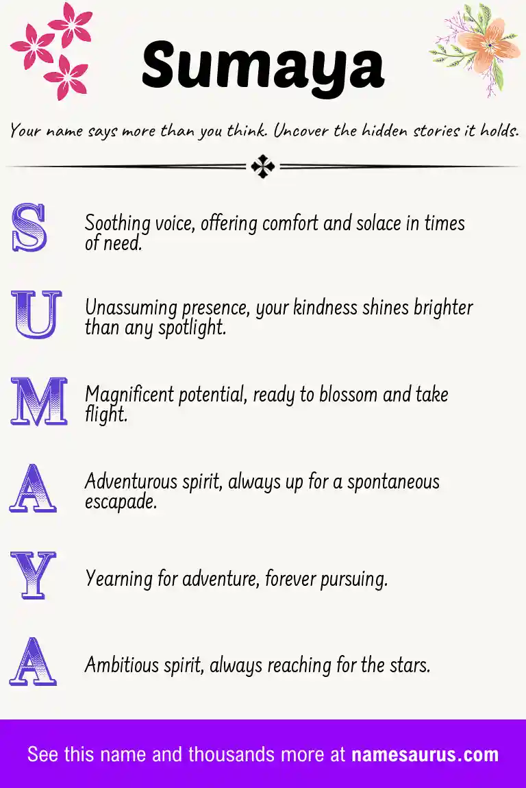 Acrostic poem about Sumaya.