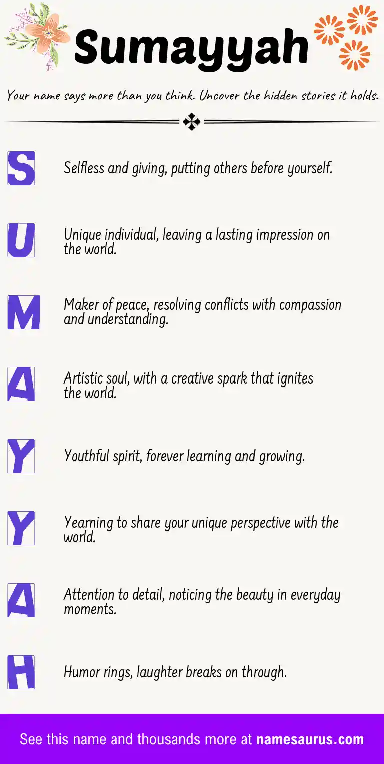 Acrostic poem about Sumayyah.