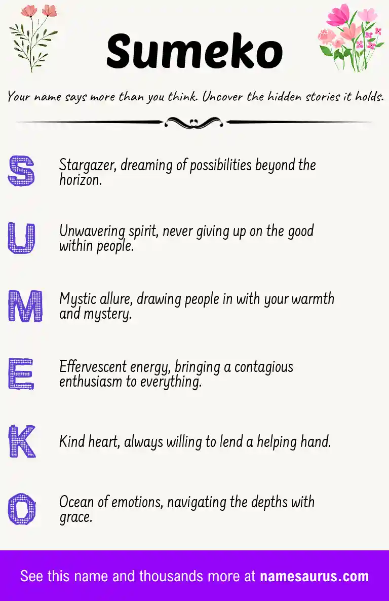 Acrostic poem about Sumeko.