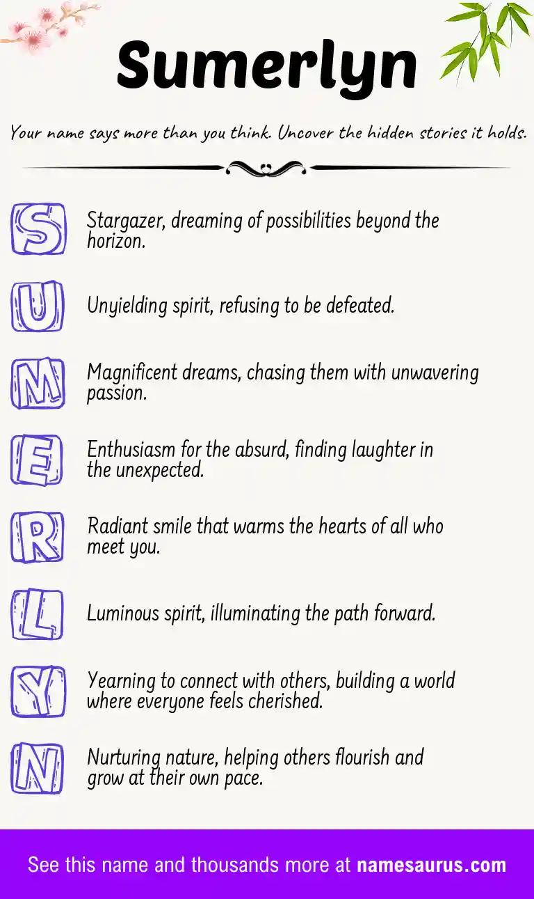 Acrostic poem about Sumerlyn.
