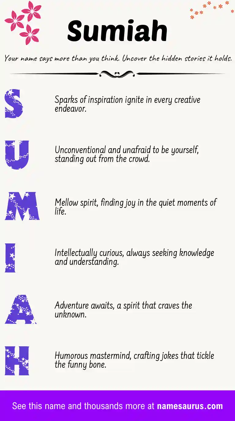 Acrostic poem about Sumiah.