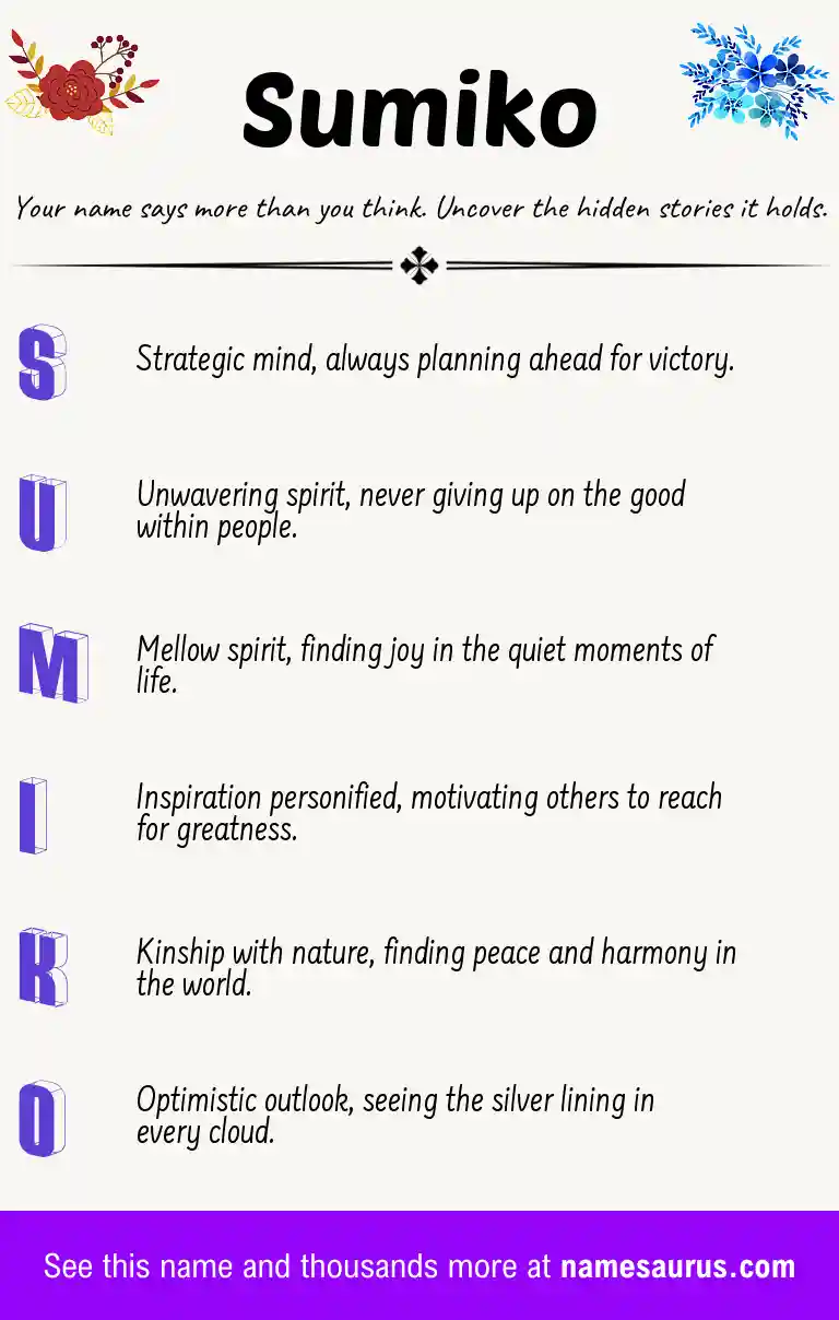 Acrostic poem about Sumiko.