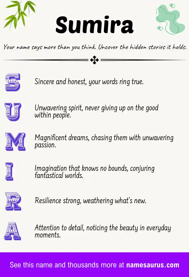 Acrostic poem about Sumira.