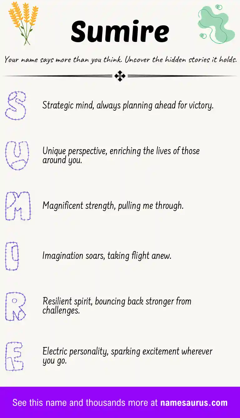 Acrostic poem about Sumire.