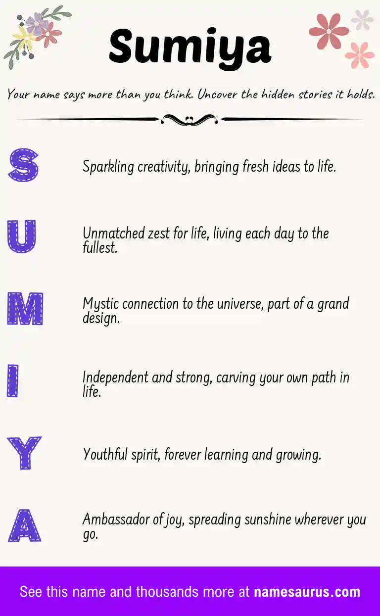 Acrostic poem about Sumiya.