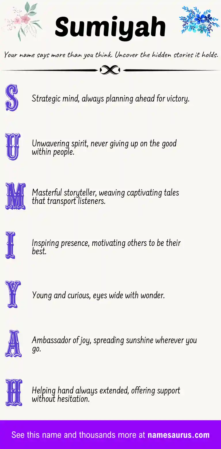 Acrostic poem about Sumiyah.