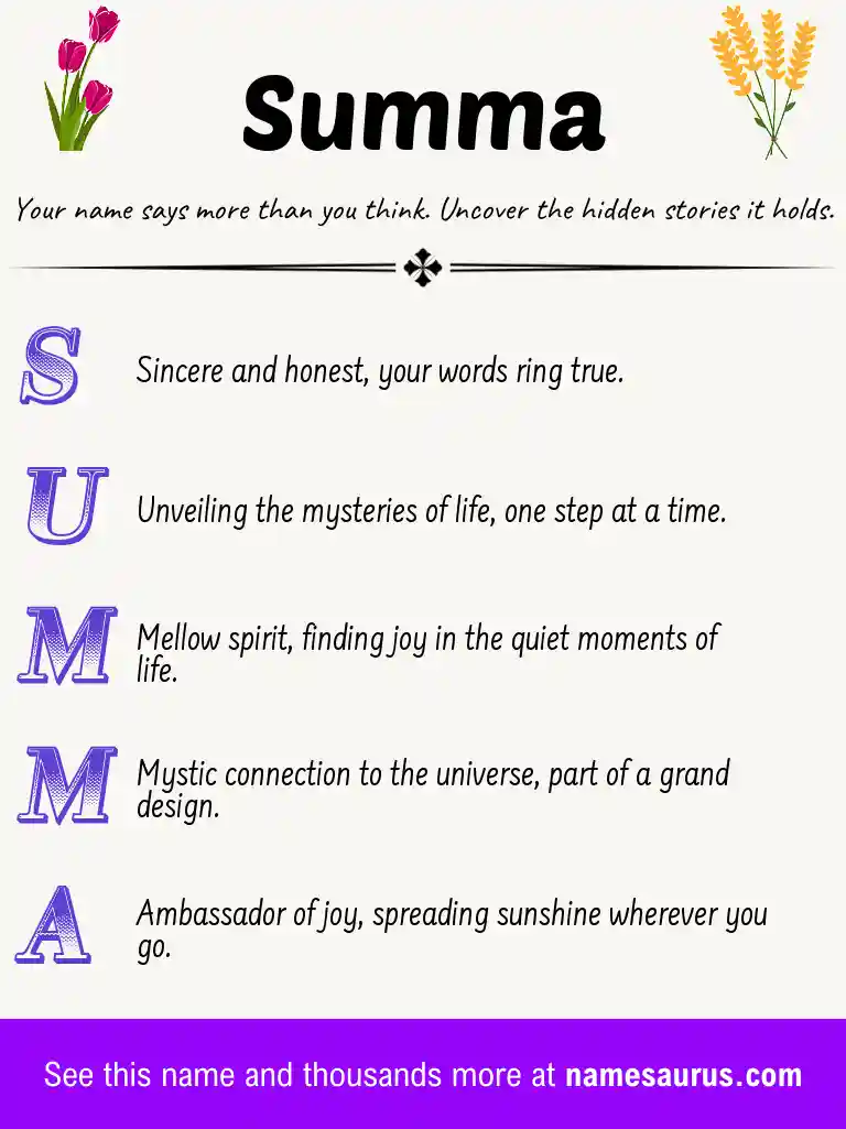 Acrostic poem about Summa.