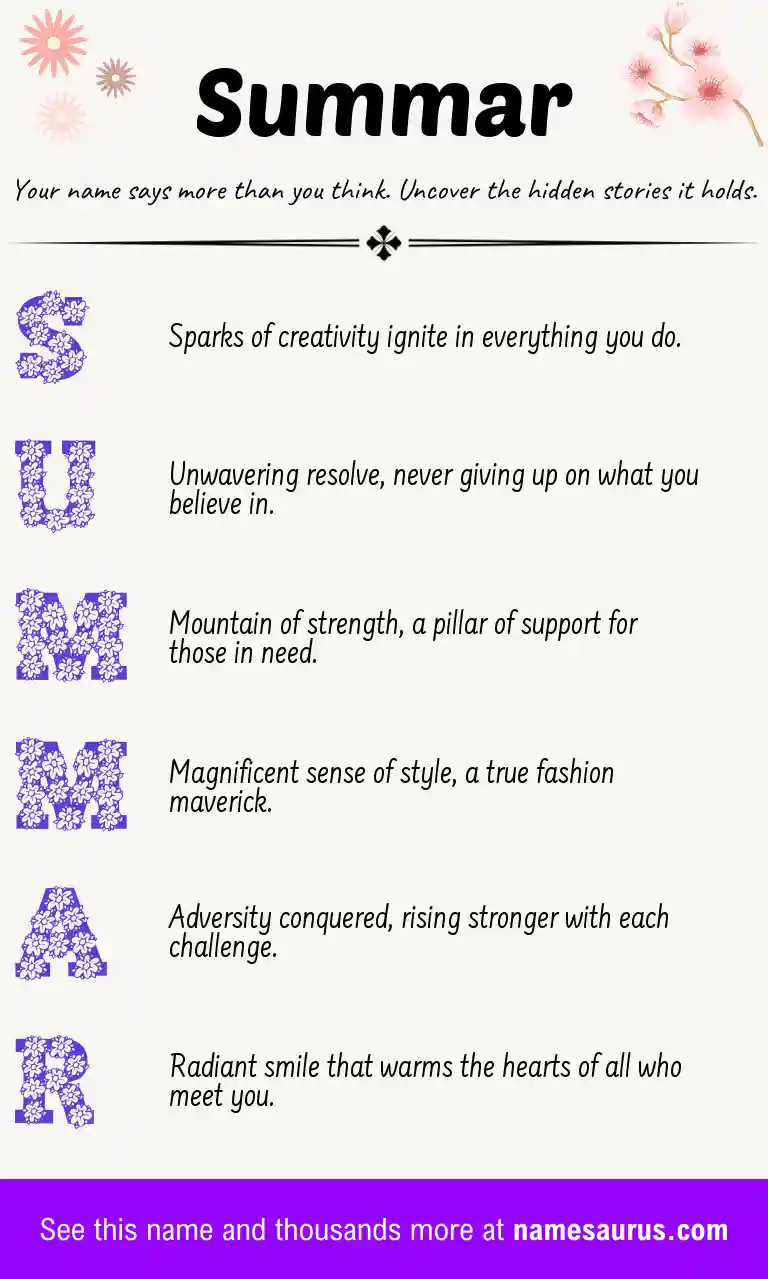 Acrostic poem about Summar.