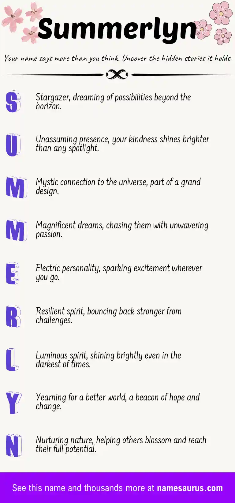 Acrostic poem about Summerlyn.