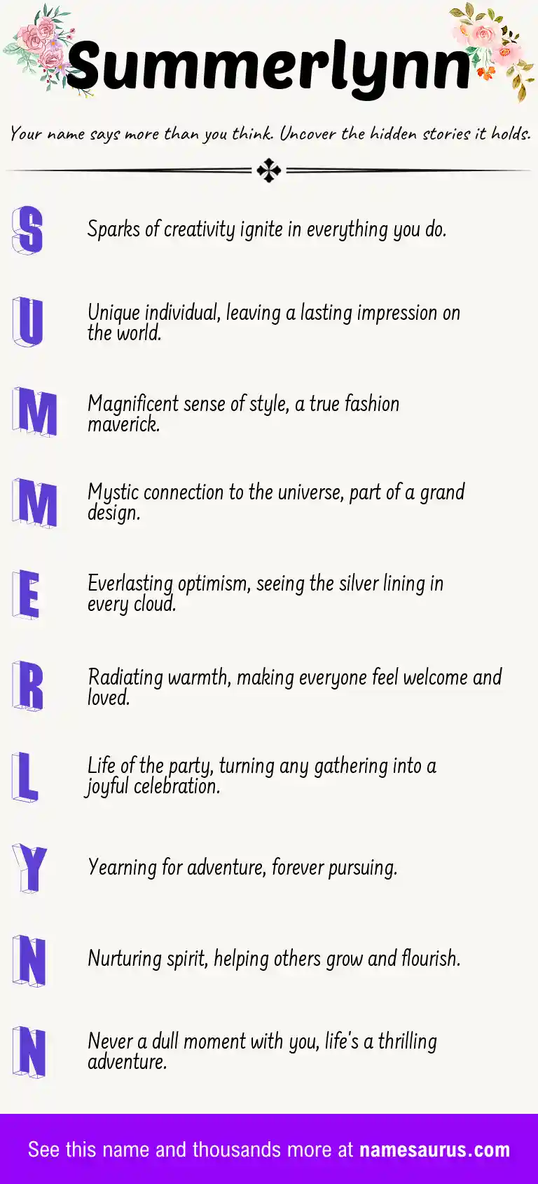 Acrostic poem about Summerlynn.