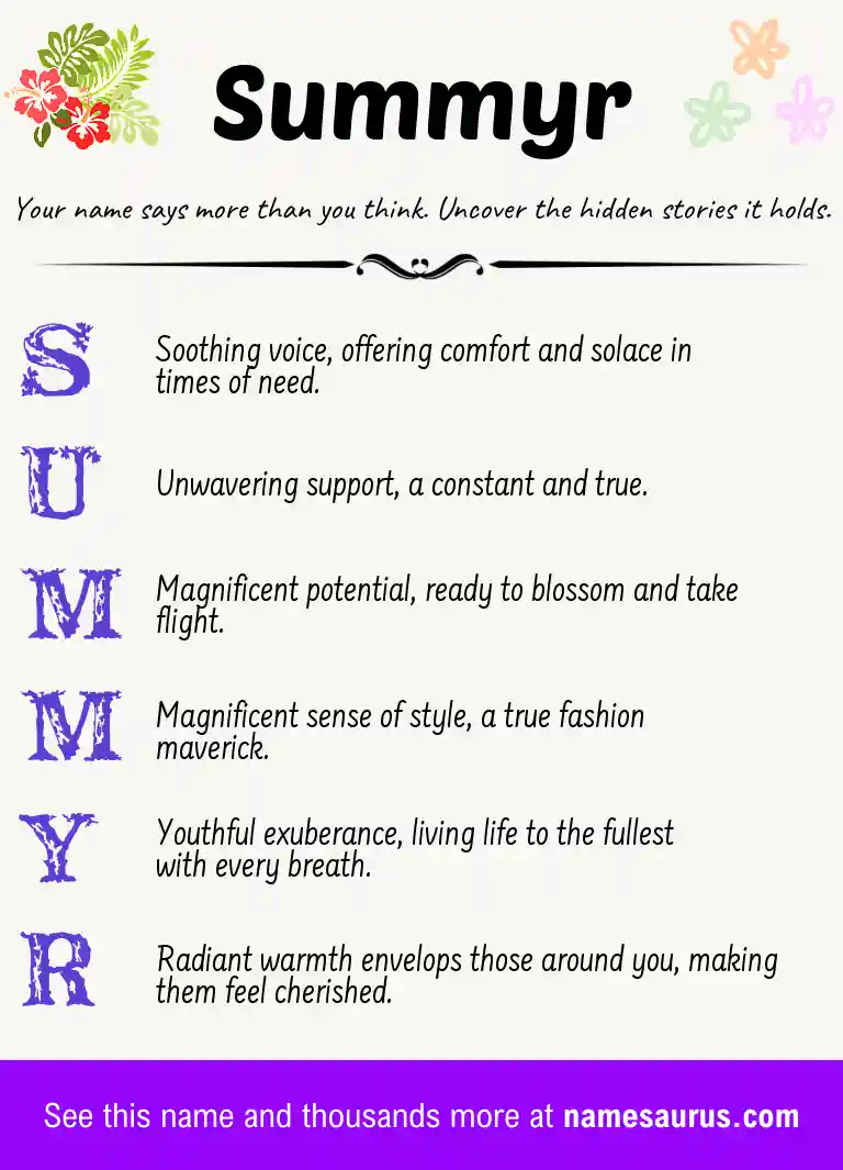 Acrostic poem about Summyr.