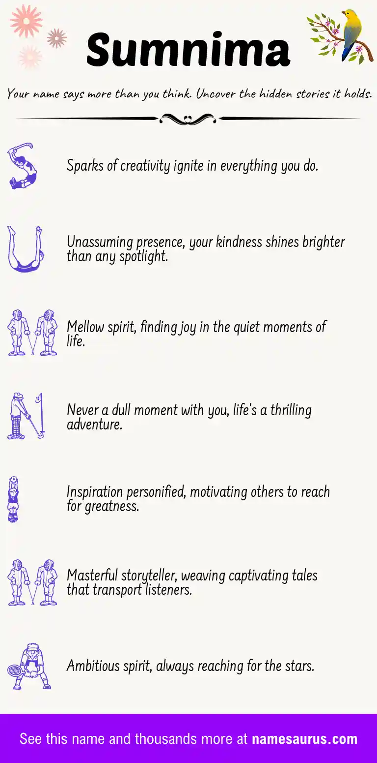 Acrostic poem about Sumnima.