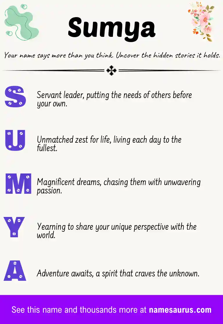 Acrostic poem about Sumya.