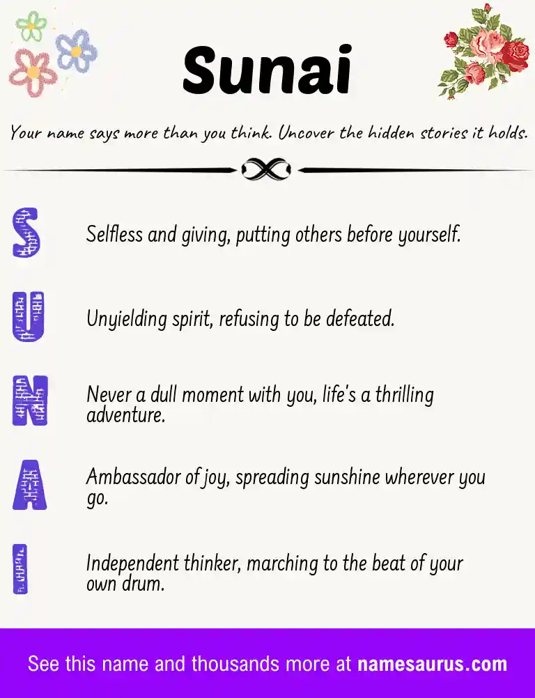 Acrostic poem about Sunai.