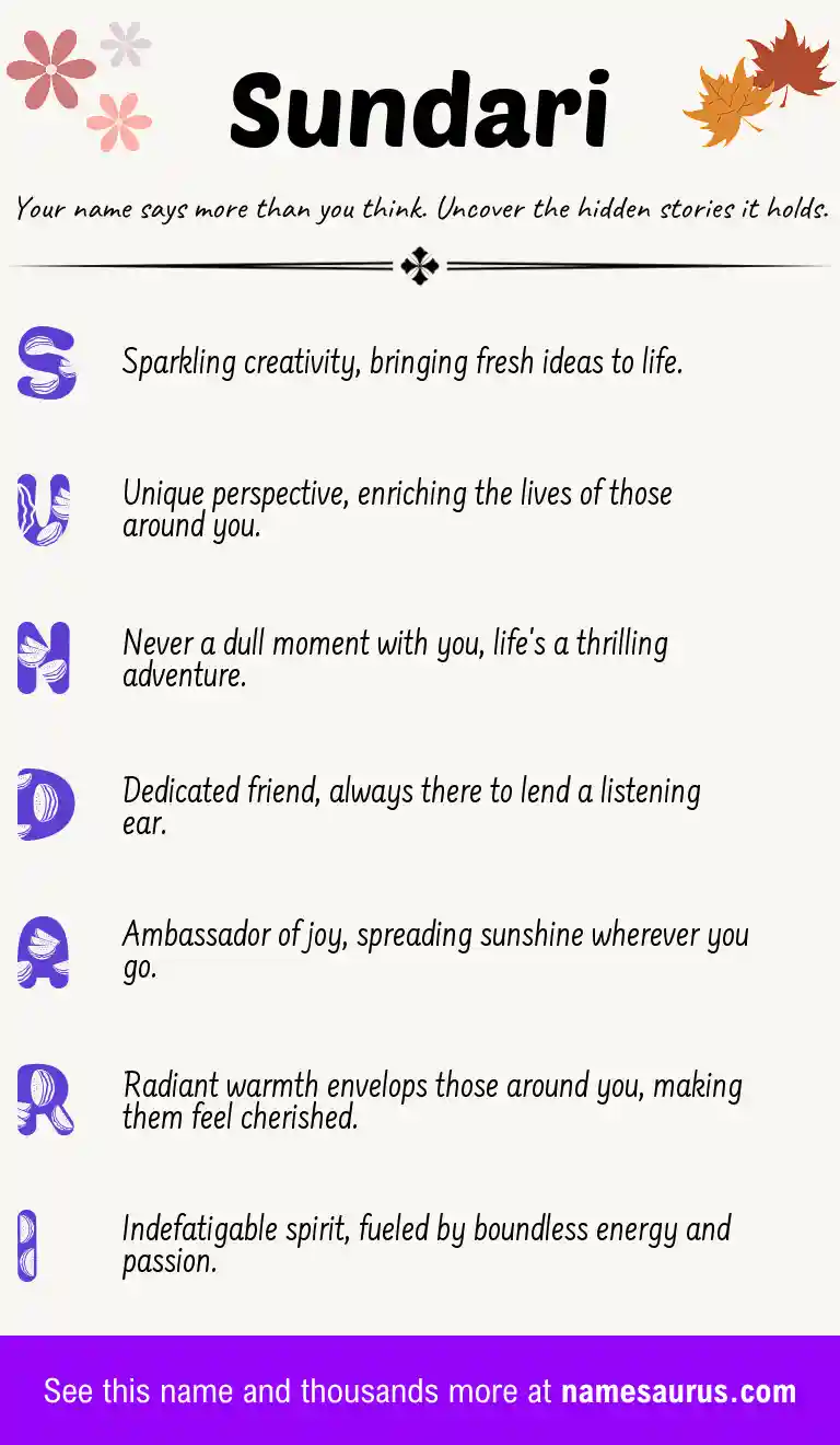 Acrostic poem about Sundari.