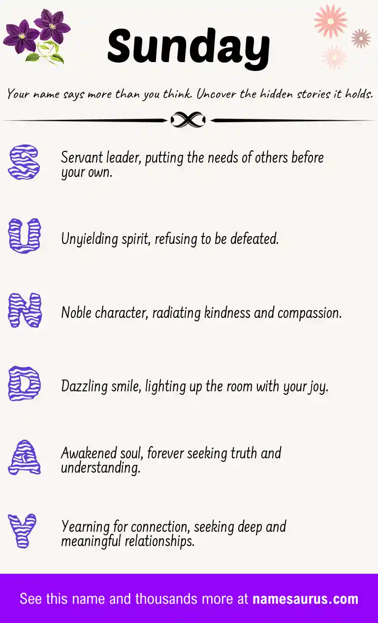 Acrostic poem about Sunday.