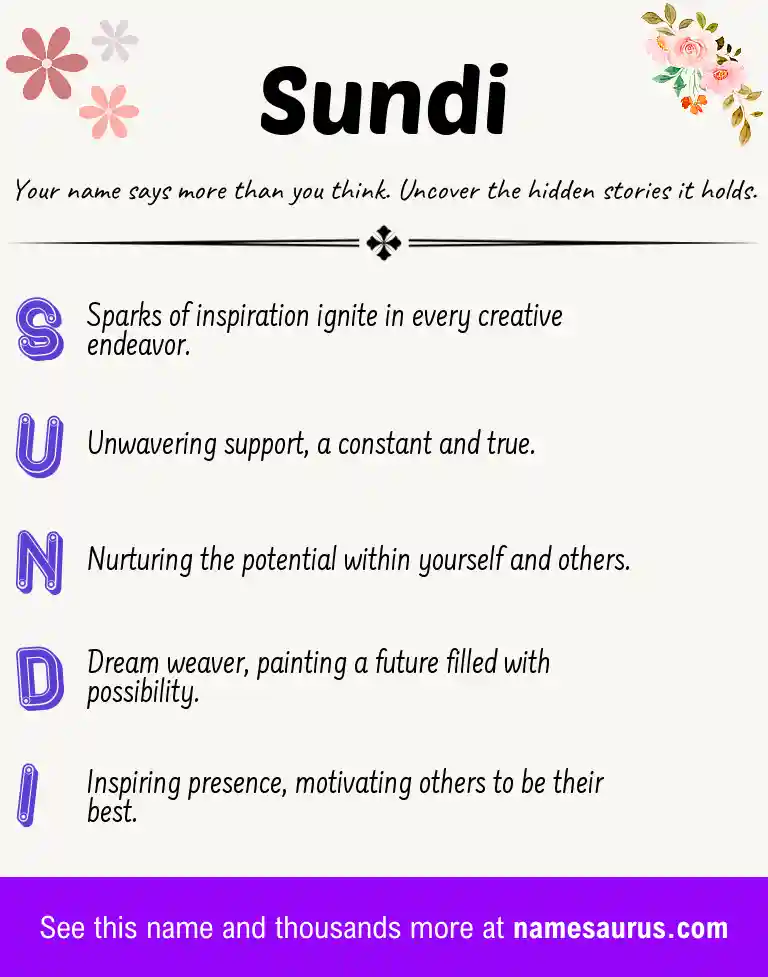 Acrostic poem about Sundi.