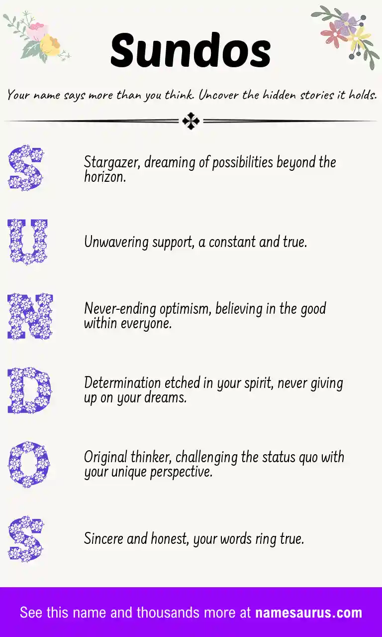 Acrostic poem about Sundos.