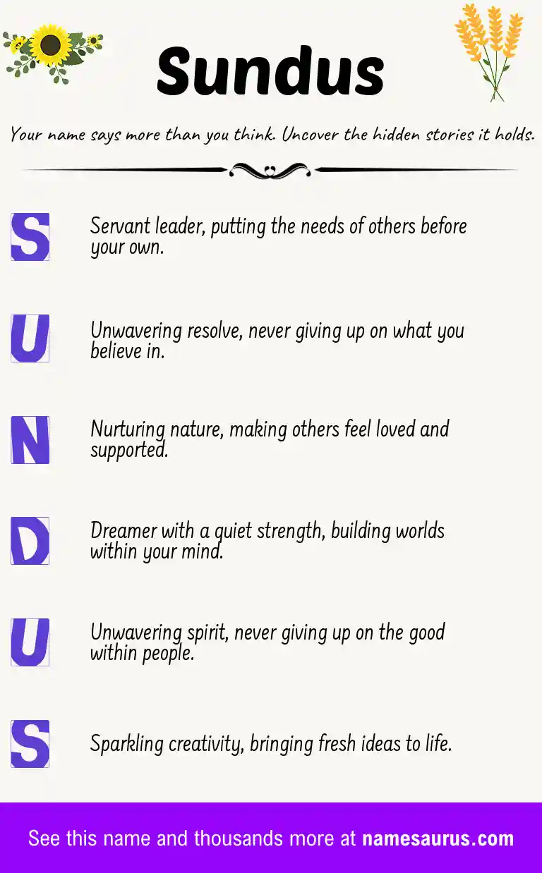 Acrostic poem about Sundus.