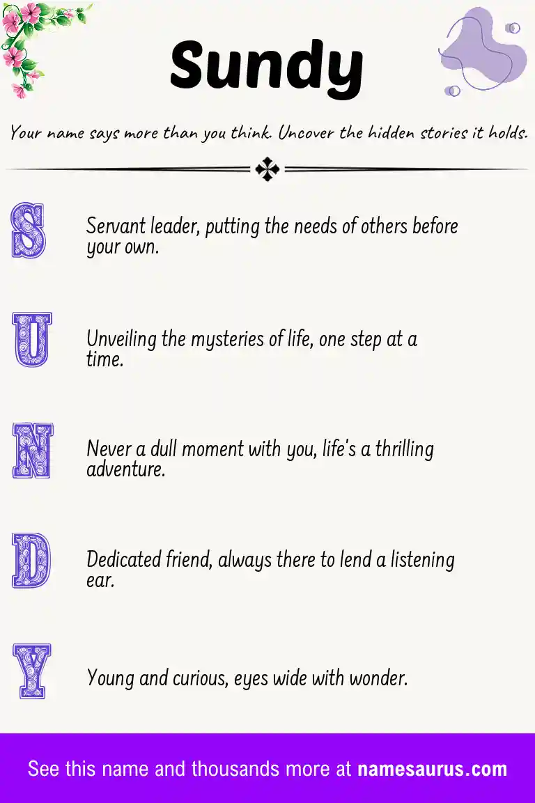 Acrostic poem about Sundy.