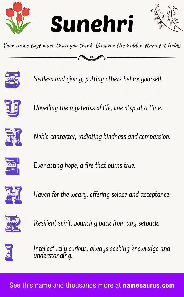 Acrostic poem about Sunehri.