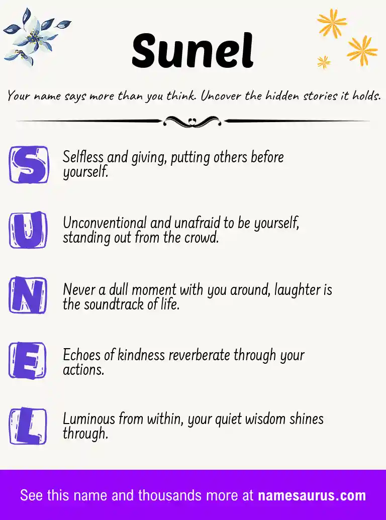 Acrostic poem about Sunel.