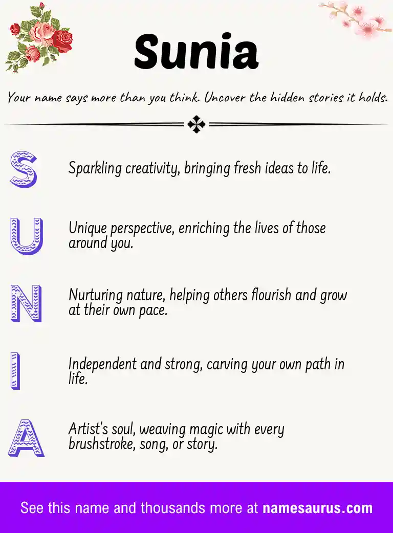 Acrostic poem about Sunia.