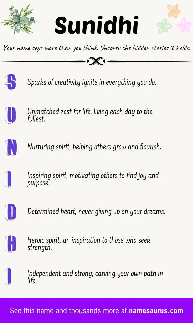 Acrostic poem about Sunidhi.