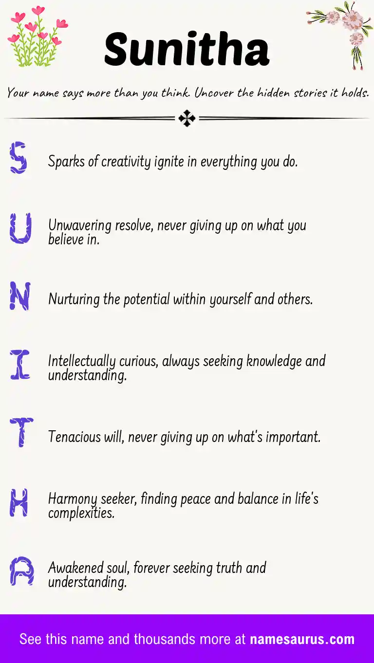 Acrostic poem about Sunitha.