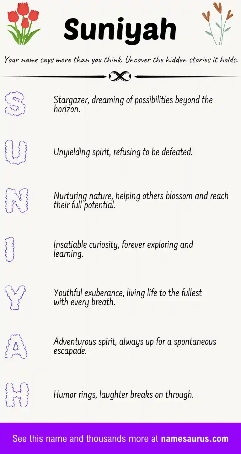 Acrostic poem about Suniyah.
