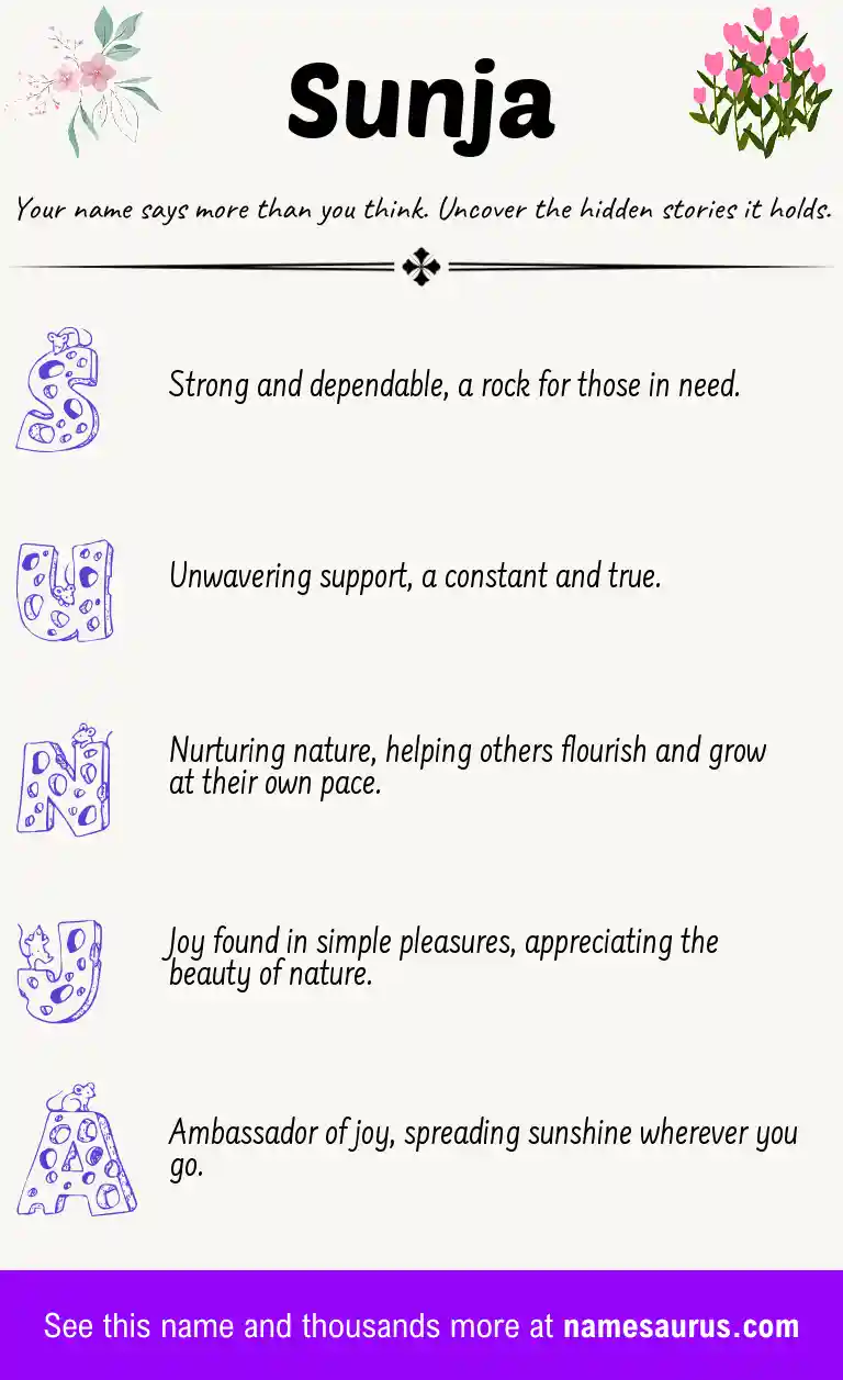 Acrostic poem about Sunja.