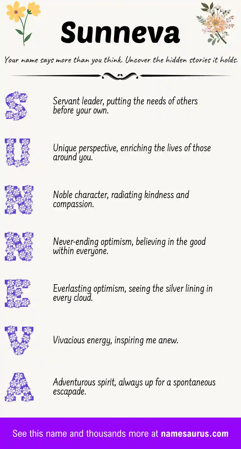 Acrostic poem about Sunneva.
