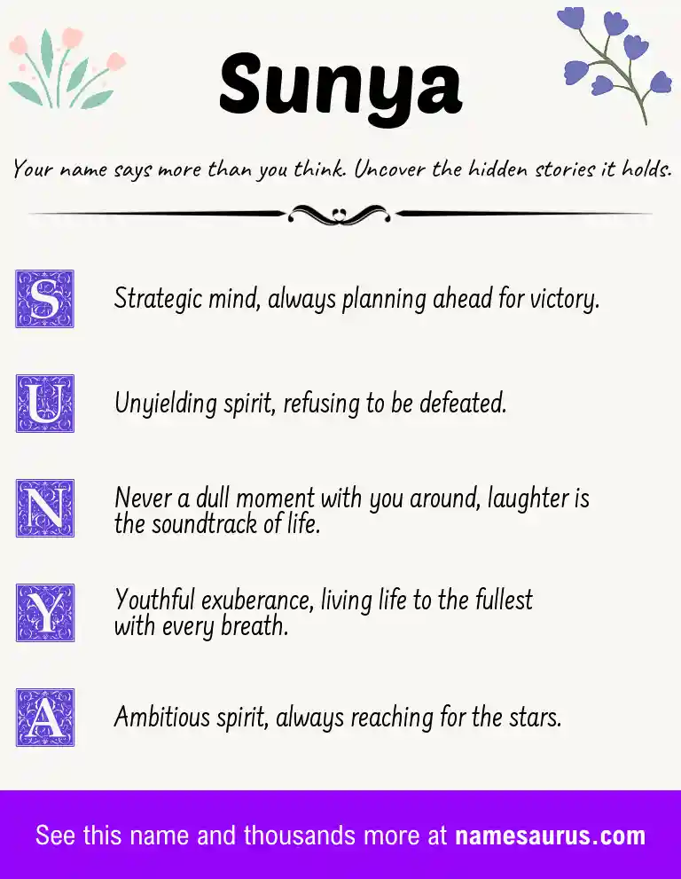 Acrostic poem about Sunya.