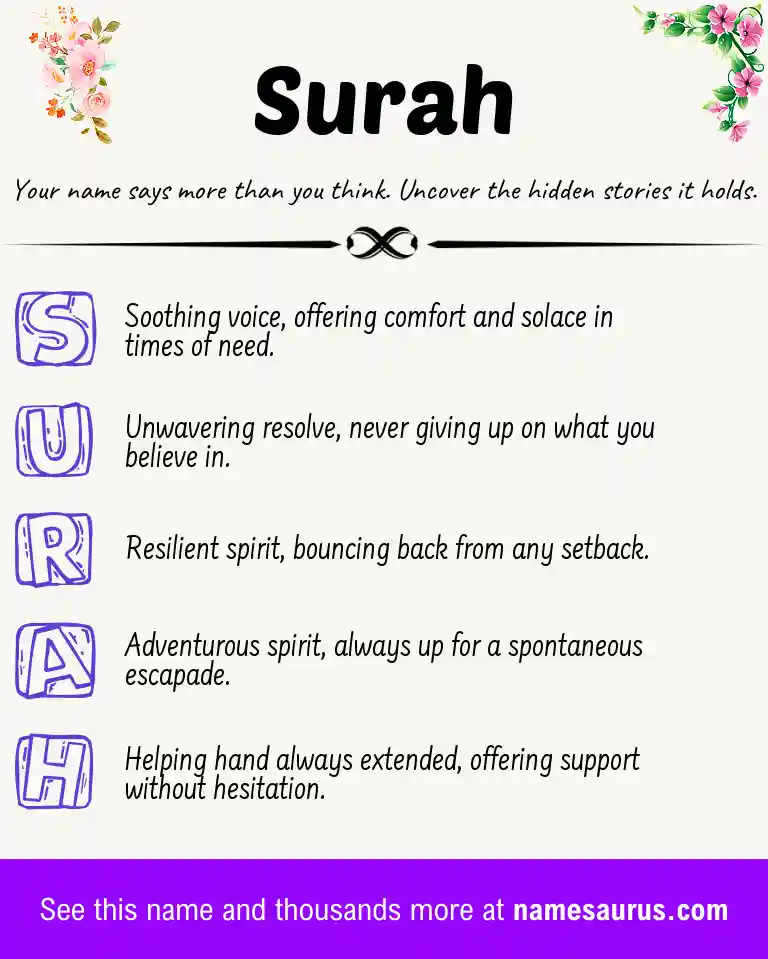 Acrostic poem about Surah.