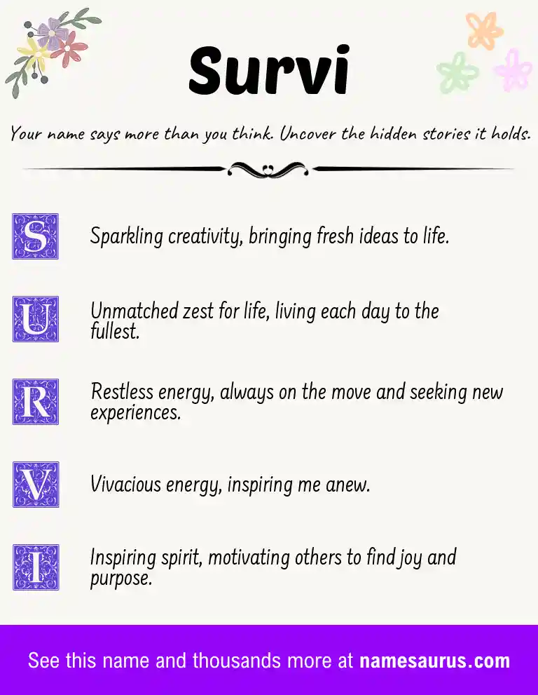 Acrostic poem about Survi.