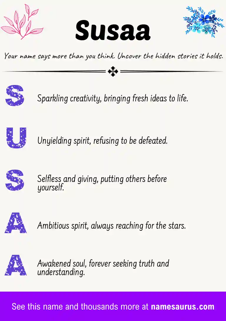 Acrostic poem about Susaa.