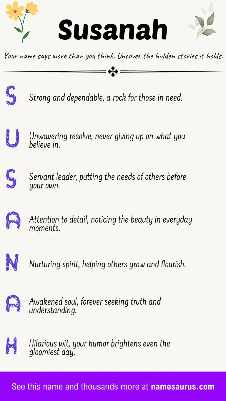 Acrostic poem about Susanah.